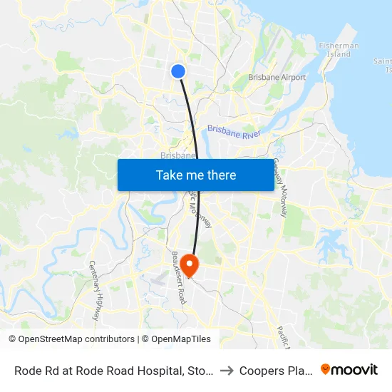 Rode Rd at Rode Road Hospital, Stop 36 to Coopers Plains map
