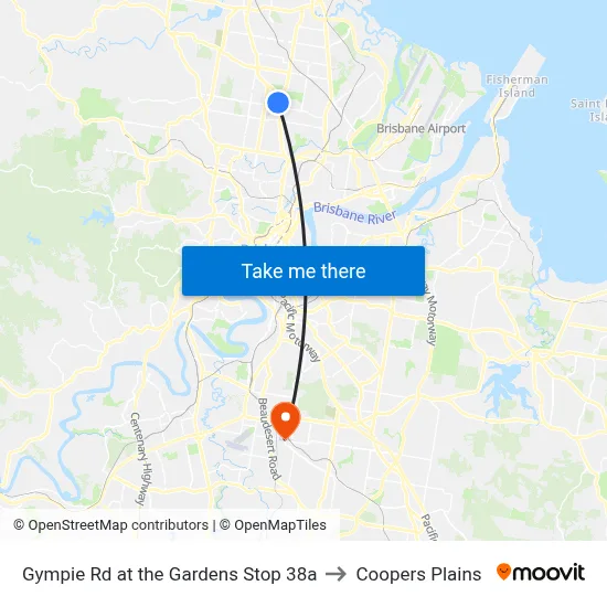 Gympie Rd at the Gardens Stop 38a to Coopers Plains map
