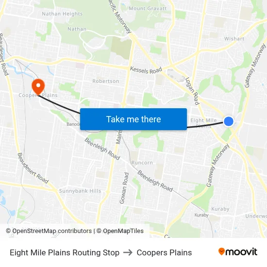 Eight Mile Plains Routing Stop to Coopers Plains map