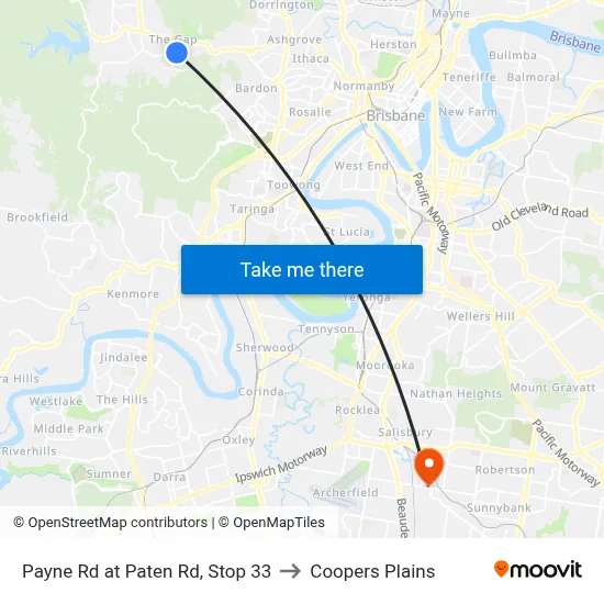 Payne Rd at Paten Rd, Stop 33 to Coopers Plains map