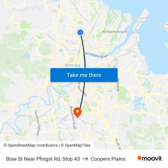 Brae St Near Pfingst Rd, Stop 43 to Coopers Plains map