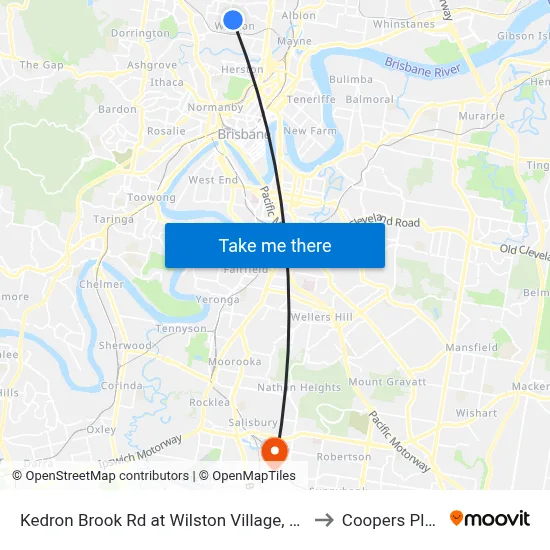 Kedron Brook Rd at Wilston Village, Stop 20 to Coopers Plains map