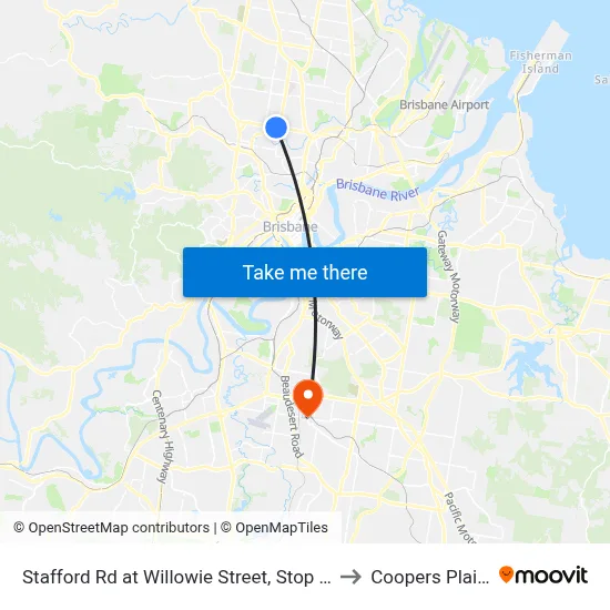Stafford Rd at Willowie Street, Stop 30a to Coopers Plains map