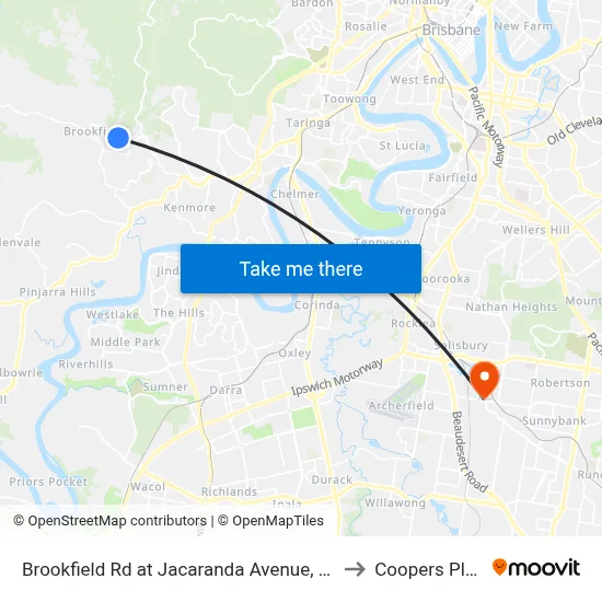 Brookfield Rd at Jacaranda Avenue, Stop 43 to Coopers Plains map