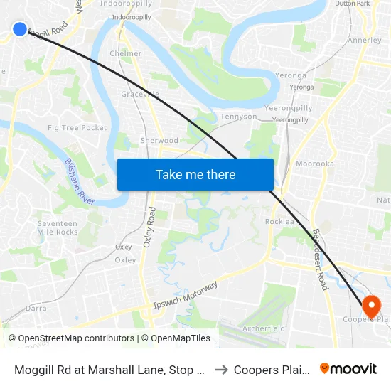 Moggill Rd at Marshall Lane, Stop 32 to Coopers Plains map