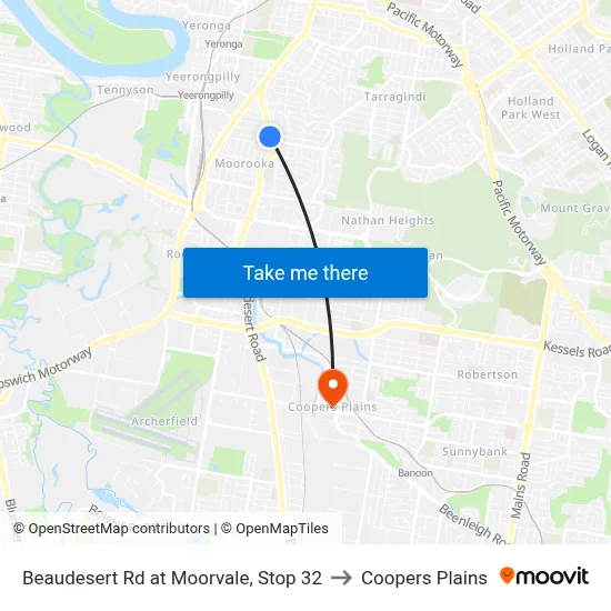 Beaudesert Rd at Moorvale, Stop 32 to Coopers Plains map