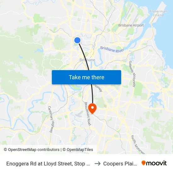 Enoggera Rd at Lloyd Street, Stop 25 to Coopers Plains map