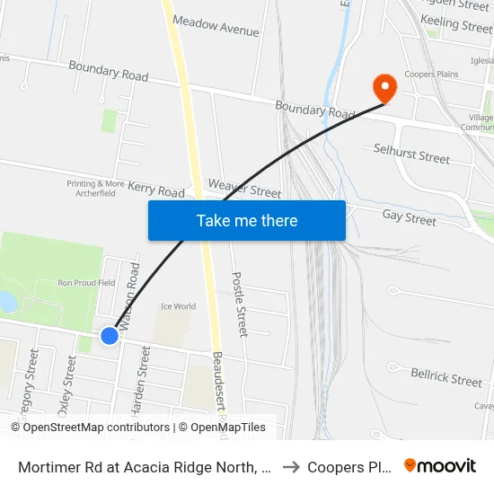 Mortimer Rd at Acacia Ridge North, Stop 59 to Coopers Plains map