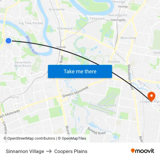 Sinnamon Village to Coopers Plains map