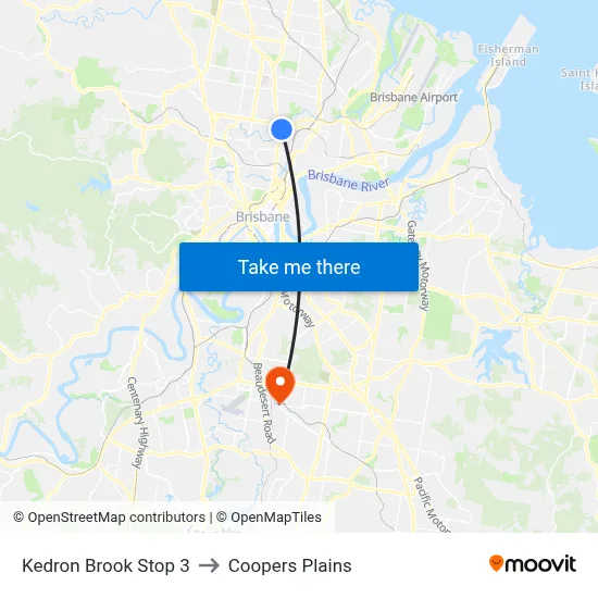 Kedron Brook Stop 3 to Coopers Plains map