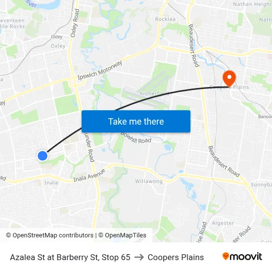 Azalea St at Barberry St, Stop 65 to Coopers Plains map