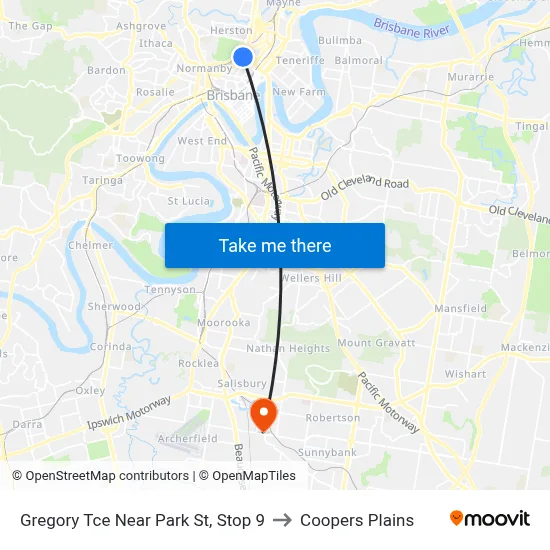 Gregory Tce Near Park St, Stop 9 to Coopers Plains map