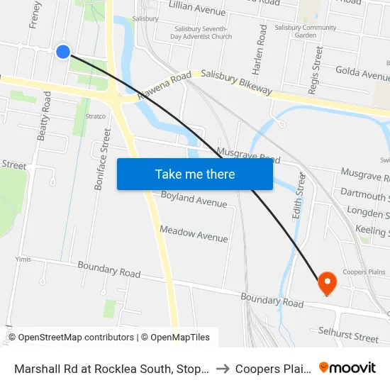 Marshall Rd at Rocklea South, Stop 41 to Coopers Plains map