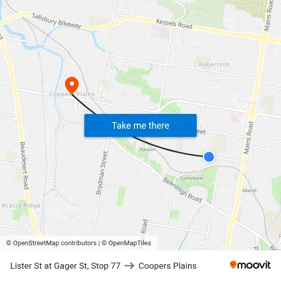 Lister St at Gager St, Stop 77 to Coopers Plains map
