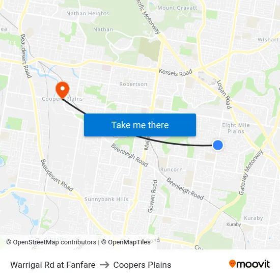 Warrigal Rd at Fanfare to Coopers Plains map