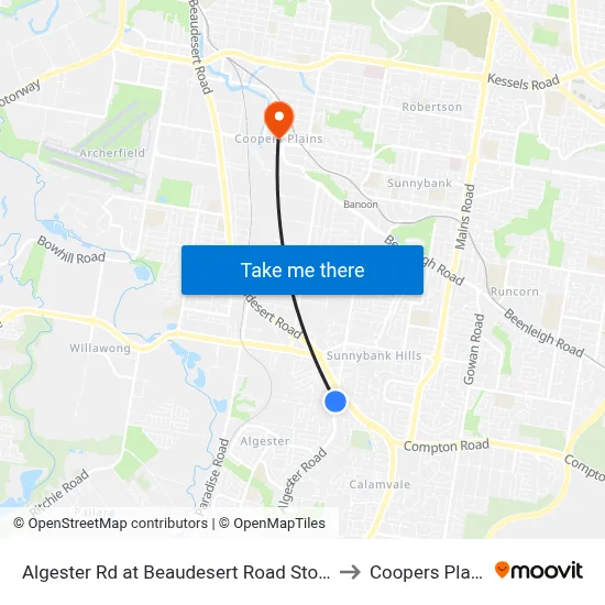 Algester Rd at Beaudesert Road Stop 76 to Coopers Plains map
