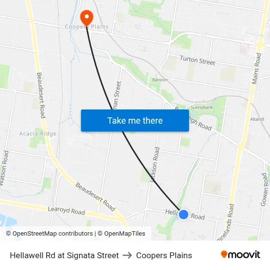 Hellawell Rd at Signata Street to Coopers Plains map