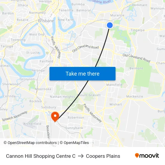 Cannon Hill Shopping Centre C to Coopers Plains map