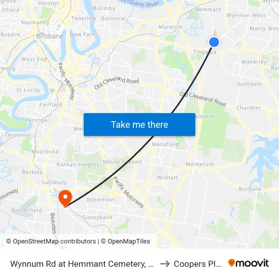 Wynnum Rd at Hemmant Cemetery, Stop 44 to Coopers Plains map