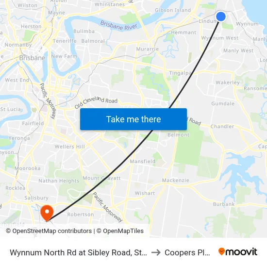 Wynnum North Rd at Sibley Road, Stop 38 to Coopers Plains map