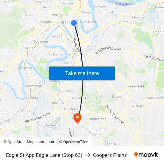 Eagle St App Eagle Lane (Stop 63) to Coopers Plains map