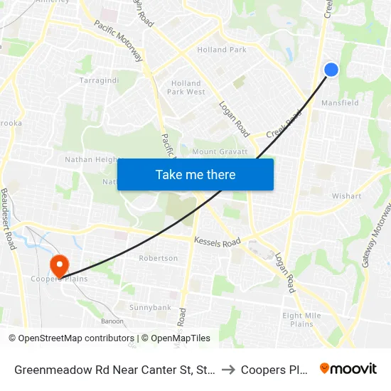 Greenmeadow Rd Near Canter St, Stop 63 to Coopers Plains map