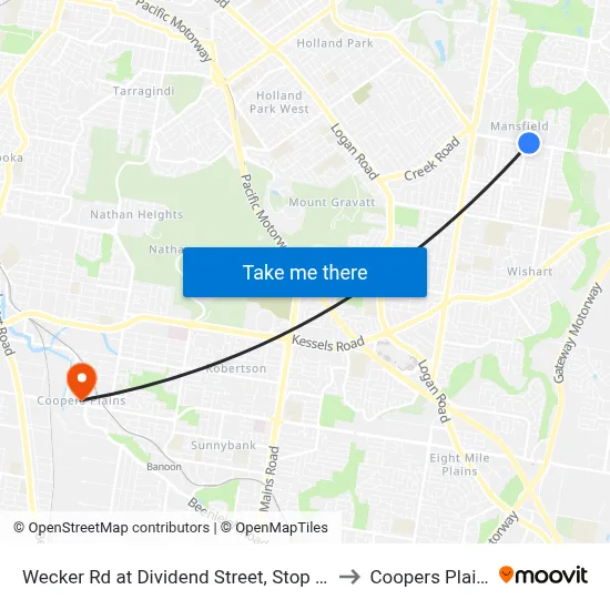Wecker Rd at Dividend Street, Stop 64a to Coopers Plains map