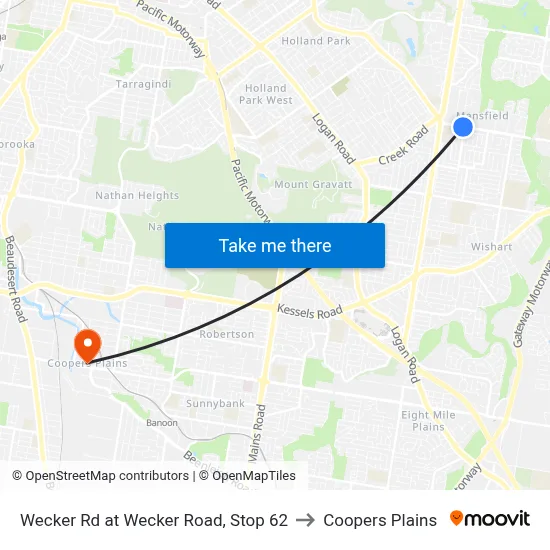 Wecker Rd at Wecker Road, Stop 62 to Coopers Plains map