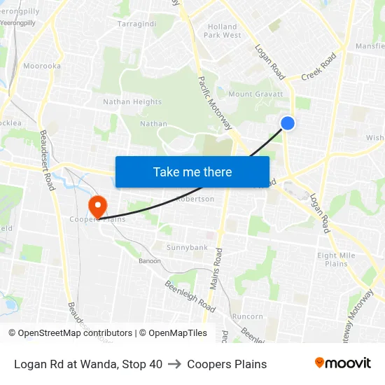 Logan Rd at Wanda, Stop 40 to Coopers Plains map