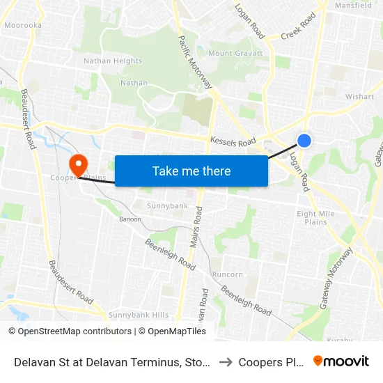 Delavan St at Delavan Terminus, Stop 87/78 to Coopers Plains map
