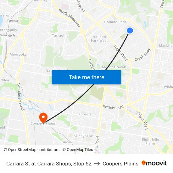 Carrara St at Carrara Shops, Stop 52 to Coopers Plains map
