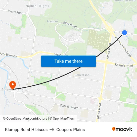 Klumpp Rd at Hibiscus to Coopers Plains map