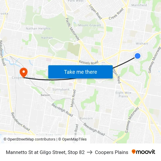 Mannetto St at Gilgo Street, Stop 82 to Coopers Plains map
