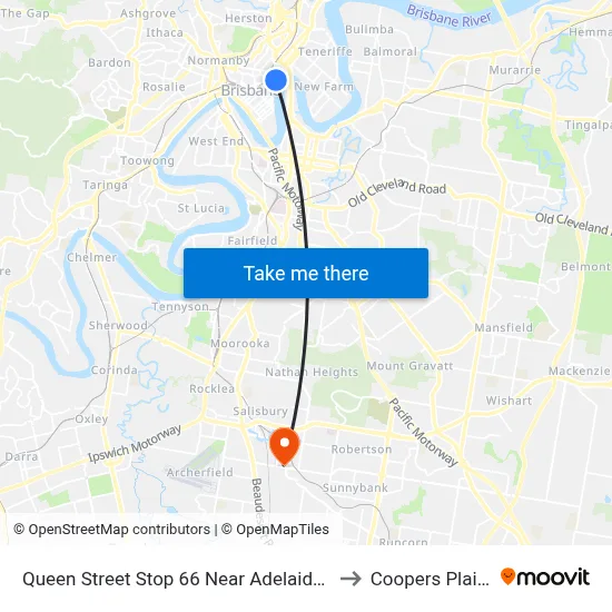Queen Street Stop 66 Near Adelaide St to Coopers Plains map
