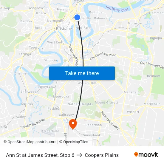 Ann St at James Street, Stop 6 to Coopers Plains map