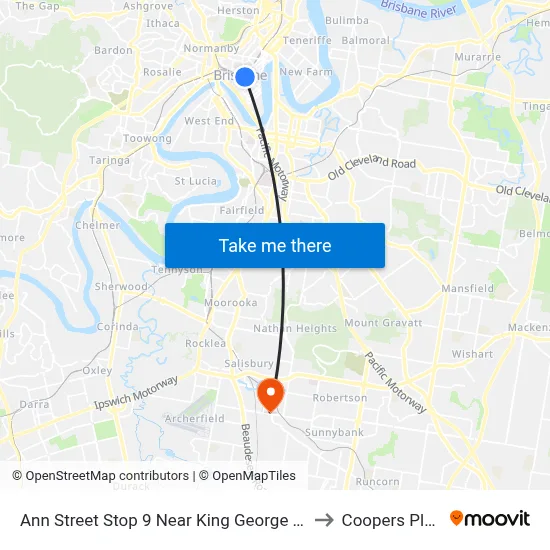 Ann Street Stop 9 Near King George Square to Coopers Plains map