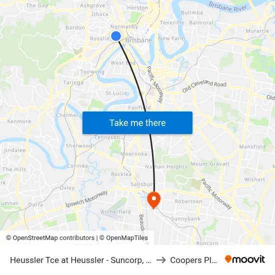 Heussler Tce at Heussler - Suncorp, Stop 5 to Coopers Plains map
