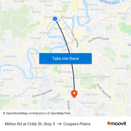 Milton Rd at Cribb St, Stop 5 to Coopers Plains map