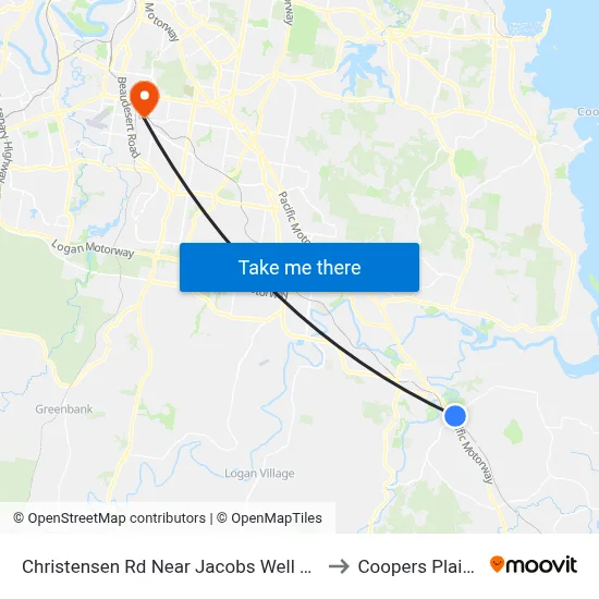 Christensen Rd Near Jacobs Well Rd to Coopers Plains map