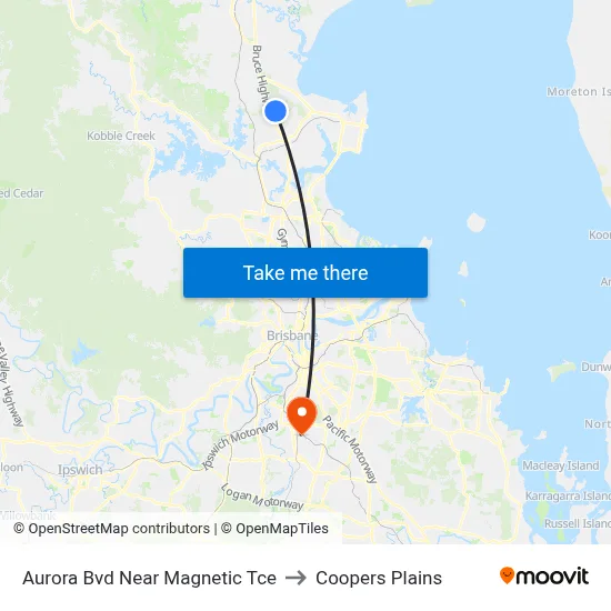 Aurora Bvd Near Magnetic Tce to Coopers Plains map