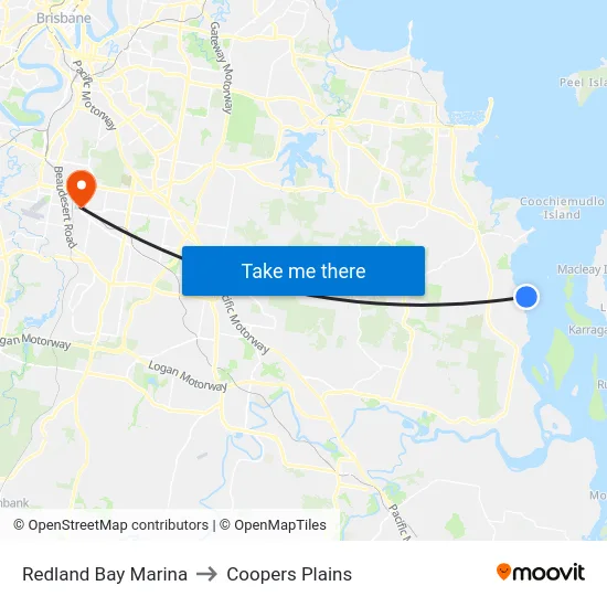 Redland Bay Marina to Coopers Plains map