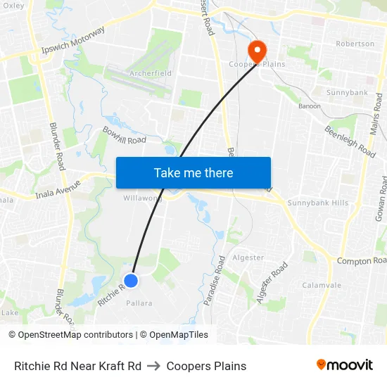 Ritchie Rd Near Kraft Rd to Coopers Plains map