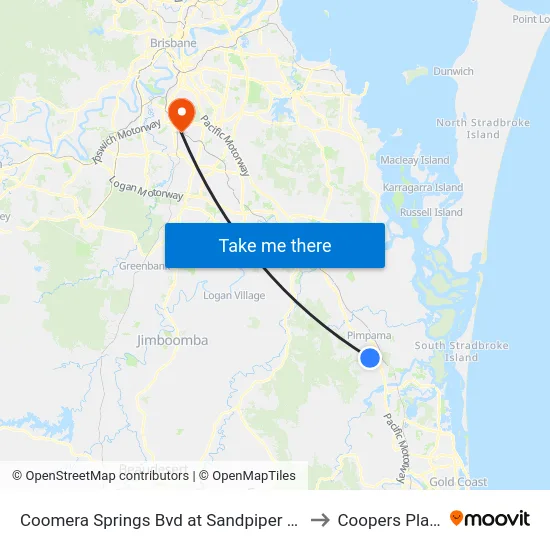 Coomera Springs Bvd at Sandpiper Court to Coopers Plains map