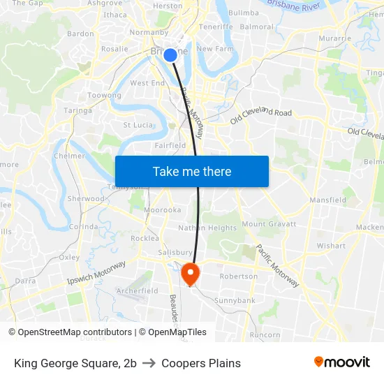 King George Square, 2b to Coopers Plains map