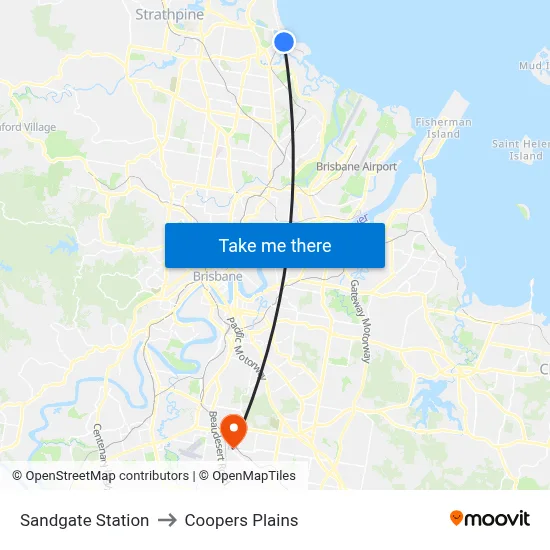 Sandgate Station to Coopers Plains map