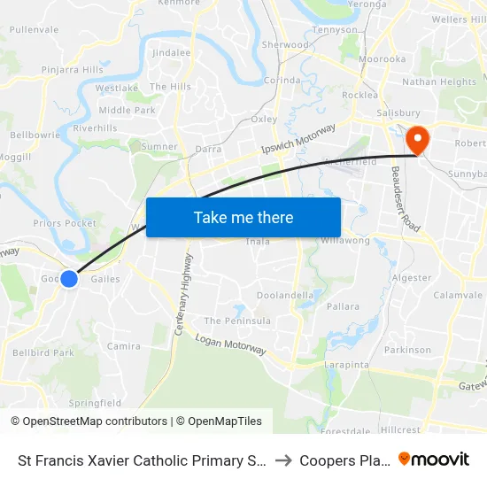 St Francis Xavier Catholic Primary School to Coopers Plains map