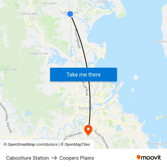 Caboolture Station to Coopers Plains map