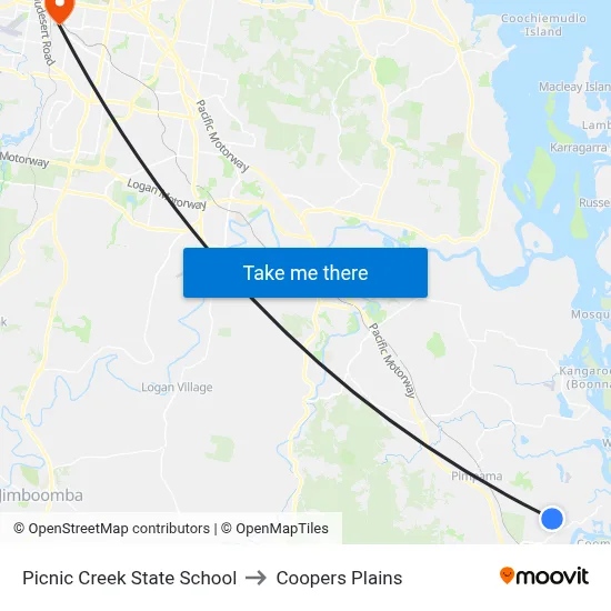 Picnic Creek State School to Coopers Plains map
