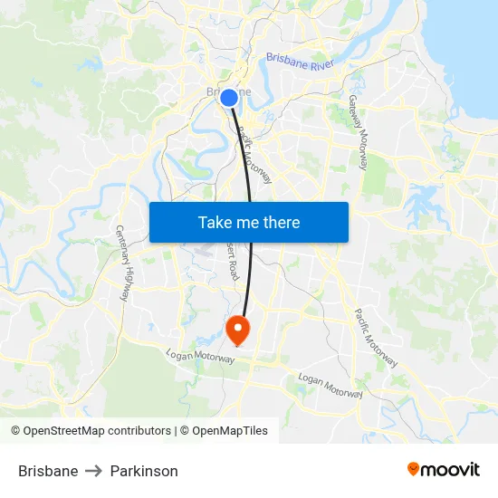 Brisbane to Parkinson map
