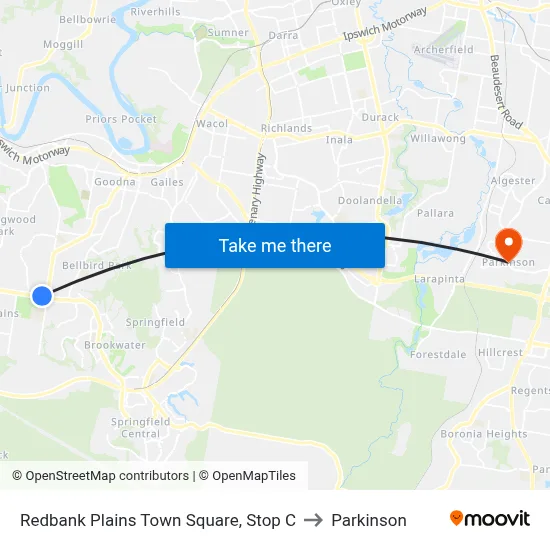 Redbank Plains Town Square, Stop C to Parkinson map